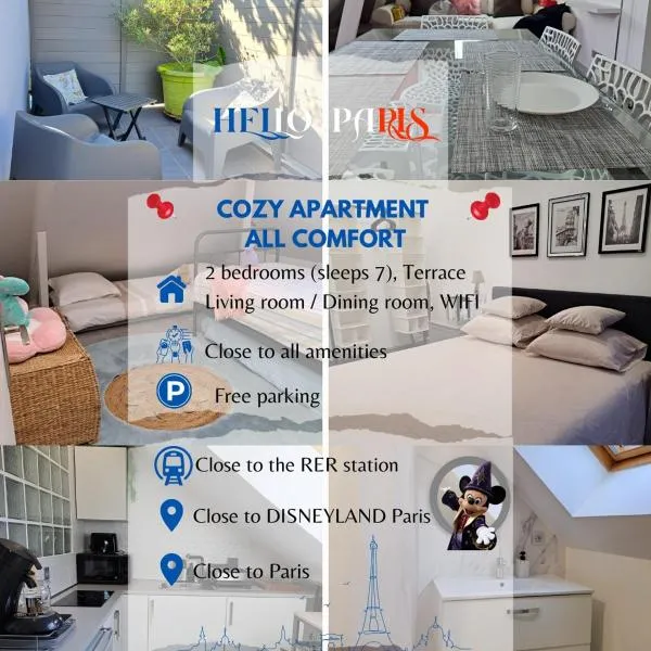 Modern cozy 3 rooms flat between Disney and Paris, hotel di Roissy-en-Brie