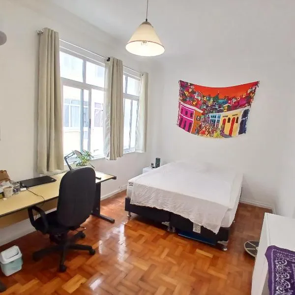 beachfront room with double bed and AC