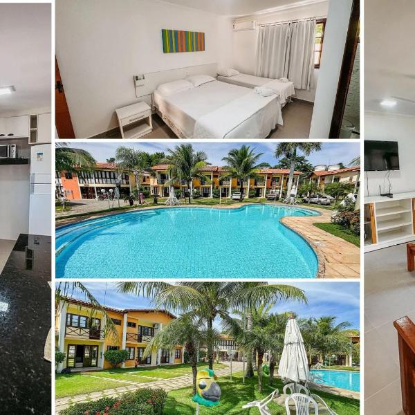 Casas com e ou 3 suítes (todas com ar condicionado), internet 300MBPS e área gourmet a aproximadamente 200m da praia de Taperapuã, (Axé Mói)com piscinas, sauna, portaria 24hrs
