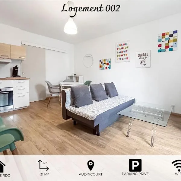 002-T2 cosy 2 à 4 pers Lumineux Wifi & Parking, hotel v destinaci Audincourt