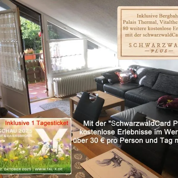 Ferienwohnung Kuckuck auf dem Sommerberg incl SchwarzwaldCard Plus - 2 Zimmer 50qm, hotel v destinaci Bad Wildbad