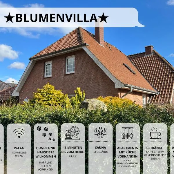Blumenvilla - 15 Minuten bis zum Heide Park, Haustiere willkommen, Sauna im Gebäude, hotel in Schneverdingen