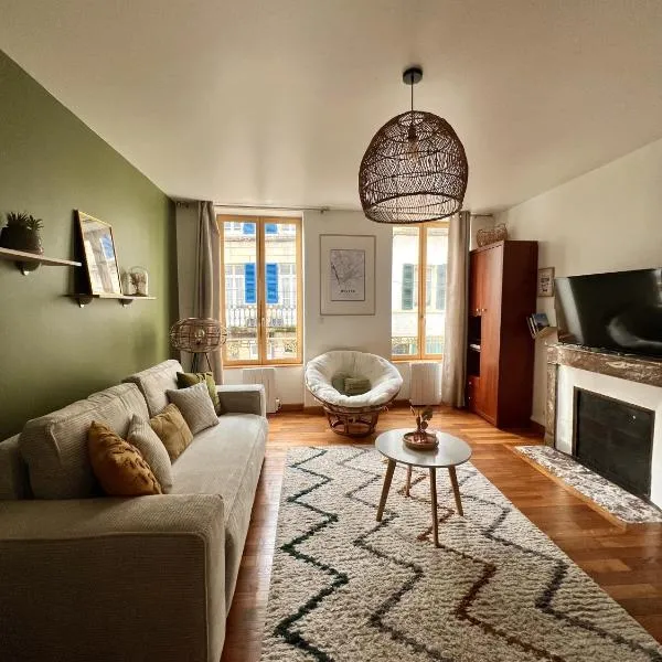 Viesnīca "Le Noeud vert" Appartement sur le thème de Nevers, 65 m2 en coeur de ville, parking à 200M avec accès inclus à salle de sport de 2000m2, Sauna & Hammam pilsētā Nevēra