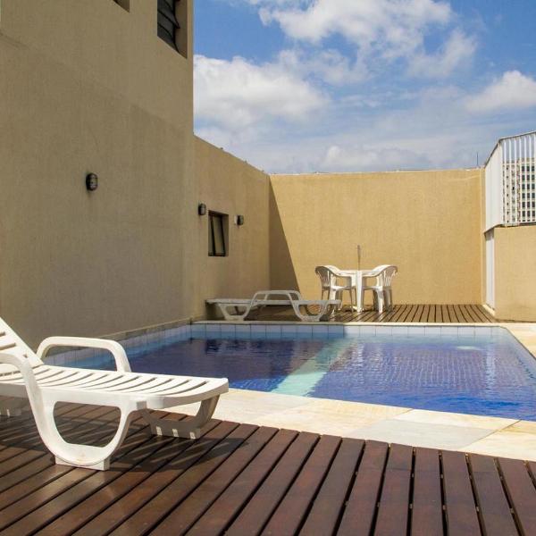 Apto para CASAL com bela VISTA, 2 camas de Solteiro, COZINHA COMPLETA, PISCINA, SAUNA, PORTARIA 24h e GARAGEM - Foto 4