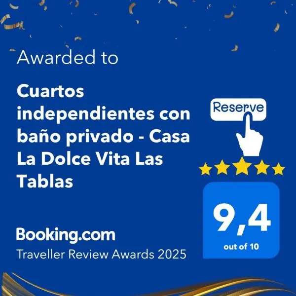 Cuartos independientes con baño privado - Casa La Dolce Vita Las Tablas, hótel í Las Tablas