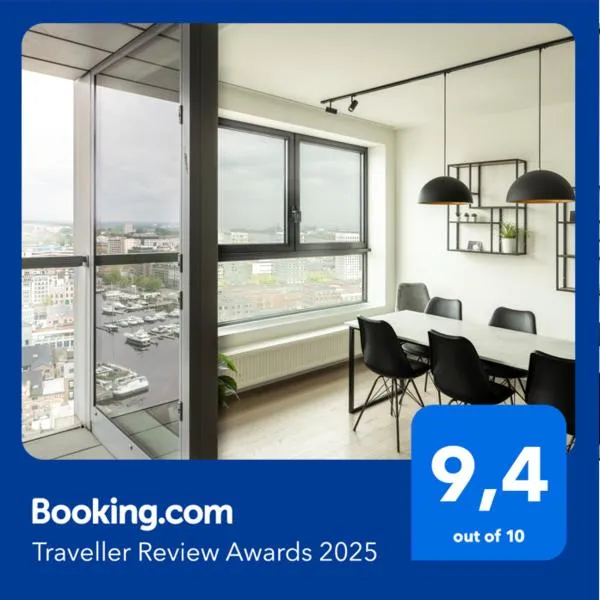 UNIEK appartement - mooiste en hoogste uitzicht op Antwerpen! - incl gratis parking, hotel en Amberes