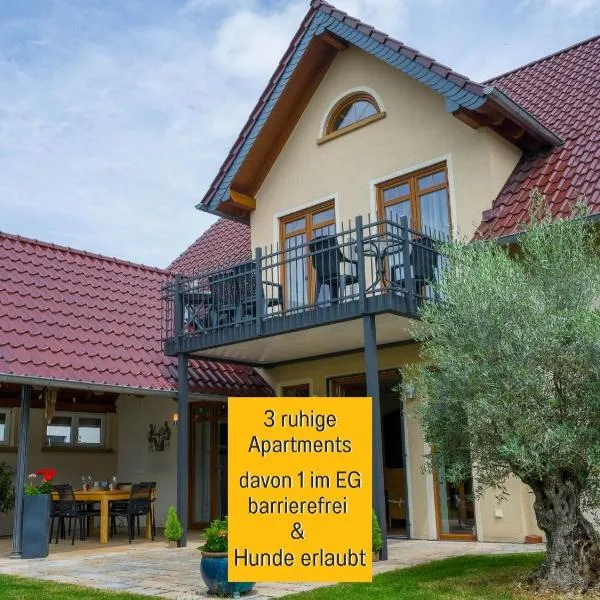Dahem-Apartments - ruhig Parkplatz Rhein Main Gebiet gut erreichbar - App 1 barrierefrei mit Kamin Garten und Hund - App 2 mit Balkon, hotel v destinaci Bretzenheim