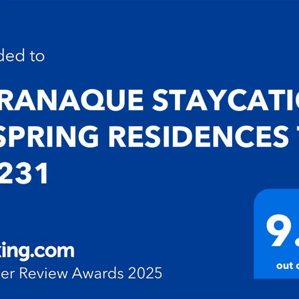 PARANAQUE STAYCATION at SPRING RESIDENCES T3 U1231, hotel u Malini