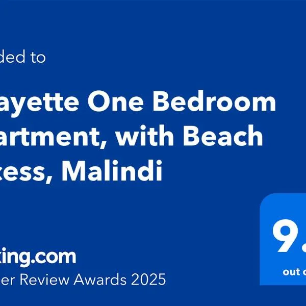 Lafayette One Bedroom Apartment, with Beach Access, Malindi, hotel v destinaci Malindi