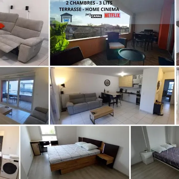 Le Barbusse LYON-T3-Garage-Terrasse-3 lits-Home Cinema, hotel v destinaci Pierre-Bénite