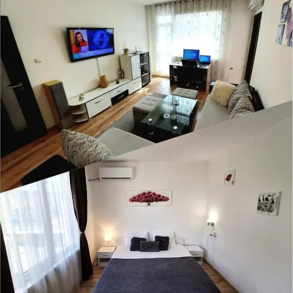 3 Rooms Apartment, Top Center, 1st Floor, AUBG, WiFi, PC i5 SSD, Tablet, AndroidMiTvBox, 3 LED TVs 200 Channels, Long Terrace, Self-Easy-Late Check-in, Stay Before Greece, hotel a Blagoevgrad