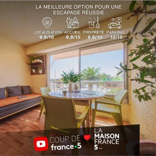 RétroMirabeau "Côté Mer" - 29m2 - LUMINEUX - TERRASSE Loggia - VUE MARINA - PARKING SECURISE - 2 à 3 pers - EMPLACEMENT TOP - Chèques Vacances CONNECT, hotel in Gruissan