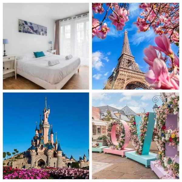 Disney, very spacious comfortable 3 bedrooms family apartment, 8 pers, wifi, NETFLIX – hotel w mieście Chessy