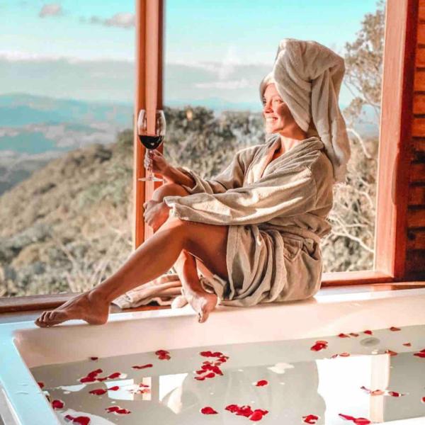 Cabana Xaxim com jacuzzi e vista incrível
