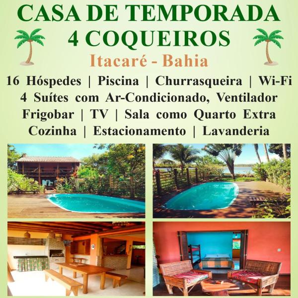 Casa de Temporada 4 Coqueiros, Piscina, 16 Hóspedes, 4 Suítes e Churrasqueira em Itacaré na Bahia - Foto 2