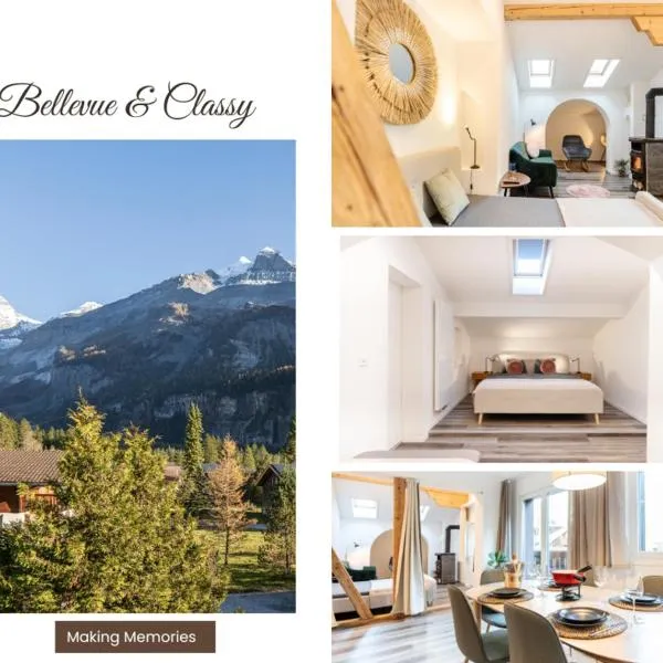 Bellevue & Classy Mountain View apartment, hotel em Kandersteg