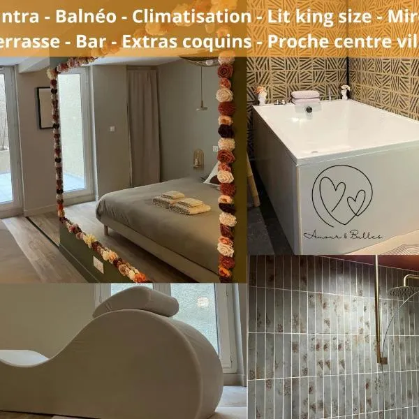 Suite Romantique - Love Room Valence Amour et Bulles - Jacuzzi - Lit king size avec miroir XXL - Sofa Tantra - Drôme Ardèche, hotel in Bourg-lès-Valence