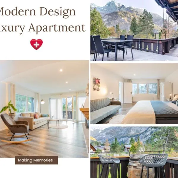 Modern designed, luxury mountain view Apartment, hotel v destinaci Kandersteg