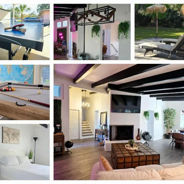 904 Nomad's Nest Mid-Century modern entertainment home with cabin vibes, 2 MEGA gamerooms, pingpong, pooltable, gym, patio, hotel en Jacksonville