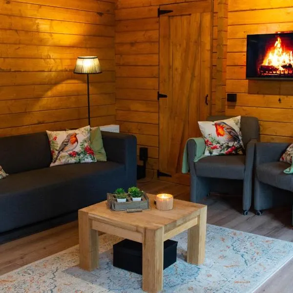 Charmant, gezellig en knus 5p chalet op Veluwe naast Sauna Drome, Hotel in Putten