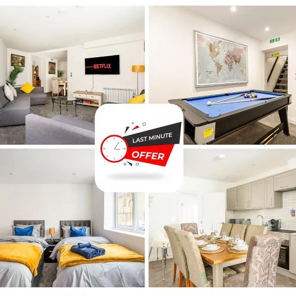 Luxury 2 Bedroom Maisonette with Games Room - Free Secure Small Car Parking - 5 Minute Drive to Brighton Beach & City Centre - Sleeps 8, hotel in Brighton & Hove