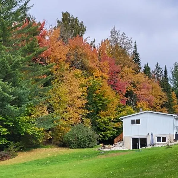 Comfy creekside chalet HiSpeedNet w Workspace, hotel a Mansonville