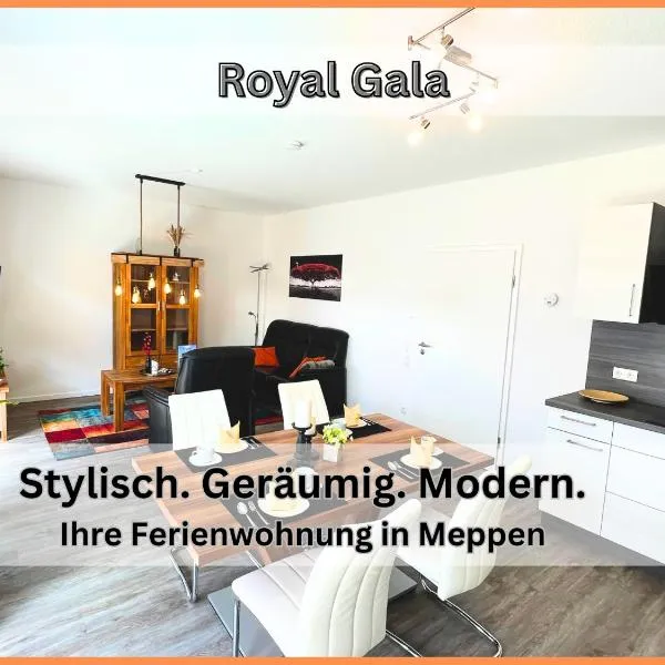 Ferienhaus "Royal Gala" Meppen Ebenerdig Carport Terrasse Neubau NETFLIX Free WIFI 2 Schlafzimmer Küche GästeWC, hotel in Meppen
