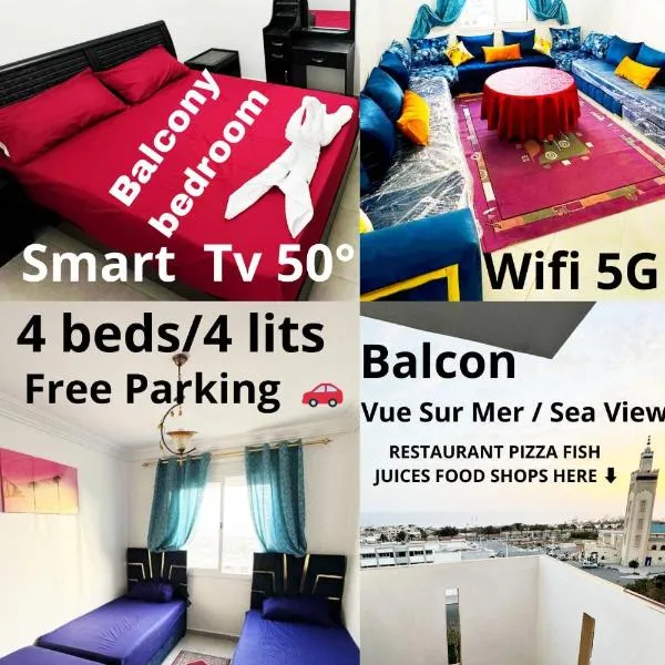 Luxury Seafront Apartment in Agadir Vue Mer Taghazout Surf & Ocean View your Home place, Hotel in Agadir