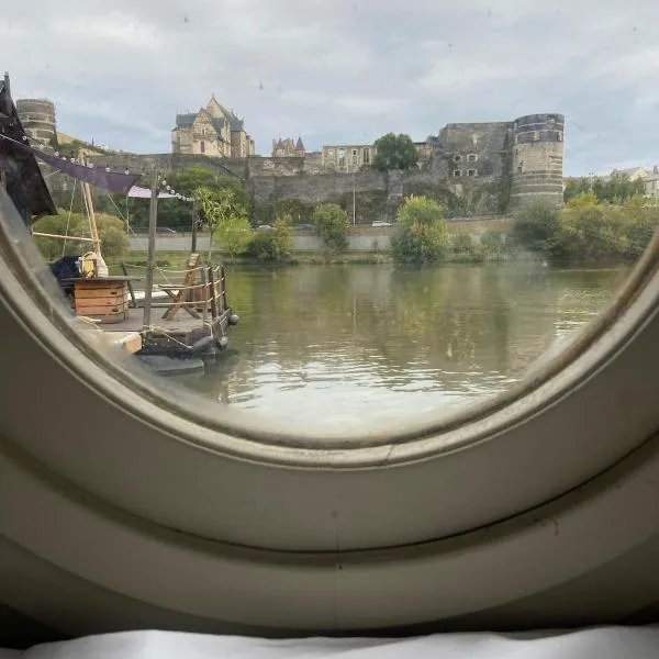 Bateau traditionnel de Loire face au château d'Angers, hotel en Angers