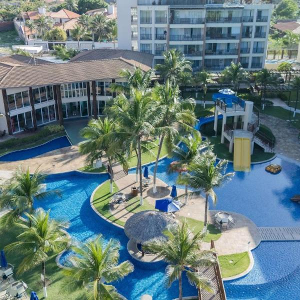 Condomínio Beach Living Pé na Areia 400 metros do Beach Park apartamento térreo com 2 quartos 2 banheiros cozinha equipada sala varanda wi-fi rápido estacionamento grátis portaria 24h