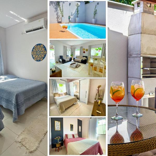 Casa Privativa de 3 Quartos com Piscina com Aquecimento Solar a 800m das Praias de Taperapuan, Ar Condicionado, WiFi 110Mbps, Churrasqueira, Garagem para 02 Carros