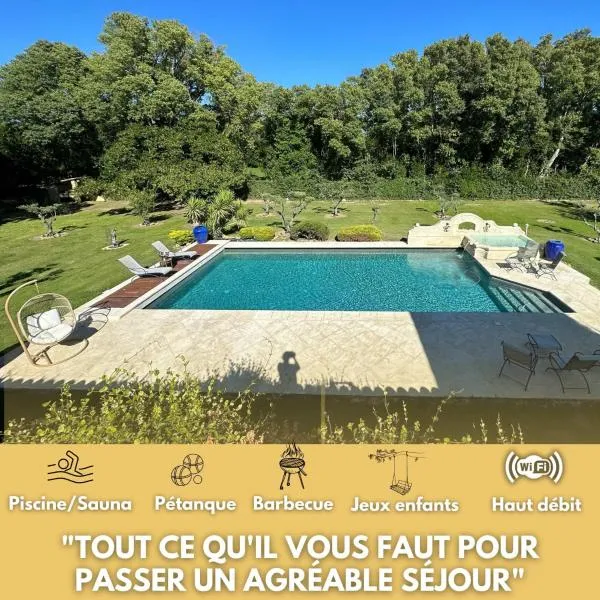 Le Mas des lys - Guest houses au coeur de la Provence dans un parc paysagé avec piscine, sauna et boulodrome, hôtel à Grans