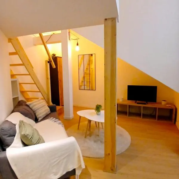 studio en mezzanine, métro et rue centrale mais calme, hotel en Oullins