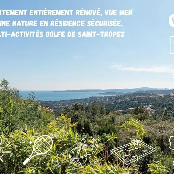 Air-conditioned apartment with pool and sea view, hotel in Roquebrune-sur-Argens