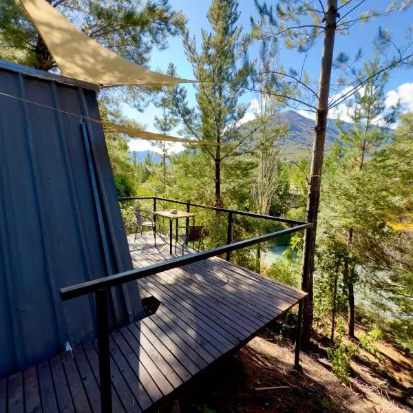 Cabina vista al río en Roca Truful, hotel v destinaci Melipeuco