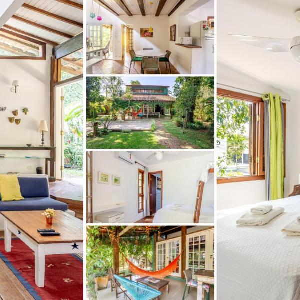 Casa dos Pássaros na areia a 20m da Praia da Baleia com 3 suítes e 1 dorm com ar condicionado, wifi, smart tv, cozinha completa e churrasqueira