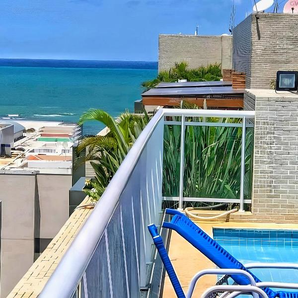 Apto em Condomínio Nobre Beira-Mar com 01 Suíte e Sala Climatizadas, Cozinha Completa e Varanda, Piscina Vista Mar - Wi-Fi 600MB, Portaria 24h e Selfie Check-in com Estacionamento GRÁTIS
