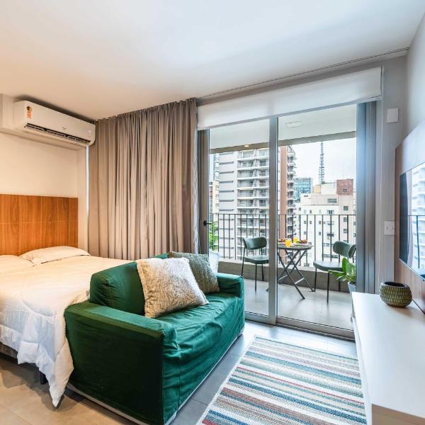BHaus Jardins VN Melo Alves - Studio Premium com Varanda 13o andar - Próximo à Oscar Freire e Metrô - Vaga de Garagem - Academia - Piscina - Lavanderia - Coworking - ma136