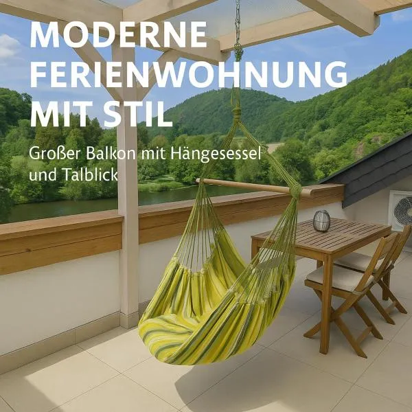 Traumhafte Wohnung mit Balkon & Flussblick in Neckarsteinach, 15km Heidelberg, hotel en Neckarsteinach
