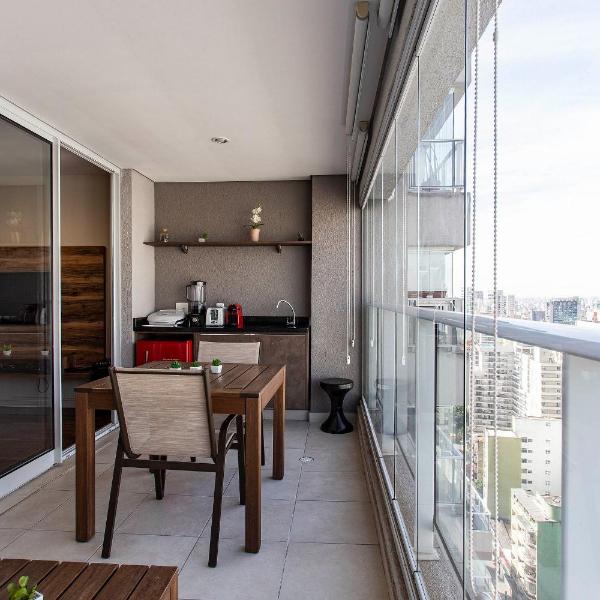 BHaus Bela Vista Bela Cintra - Apartamento 50m2 com Varanda e Linda Vista 17o andar - Cama Queen - Próximo ao Shopping Frei Caneca e Metrô - Academia - Piscina - Lavanderia - Vaga de Garagem - Acomoda 2 adultos e 2 crianças - bc75 - Foto 5