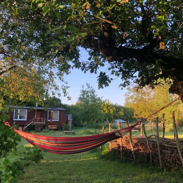 Wilde Möhre Bauwagen Sommerküche Draussen Abenteuer, hotel in Wallmow