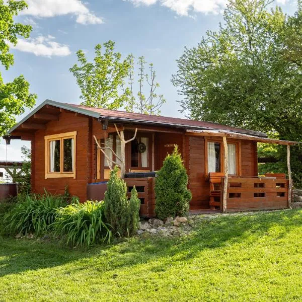 Cozy wood hut on the farm, hotel in Třebívlice