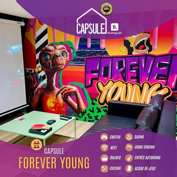 Capsule Forever Young - Jacuzzi - Sauna - Billard - arcade de jeux - Netflix & home cinéma - Ping Pong, hotel in Hastière-par-delà