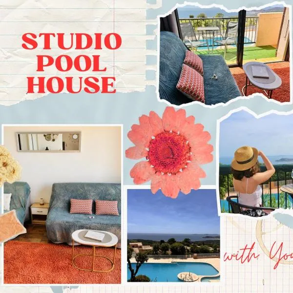 STUDIO POOL HOUSE MDT 2 ETOILES VUE MER PANORAMIQUE AMAZING SEA VIEW WIFI LINGE LINEN INCLUT AIRCONDITIOn, hotel in La Croix-Valmer