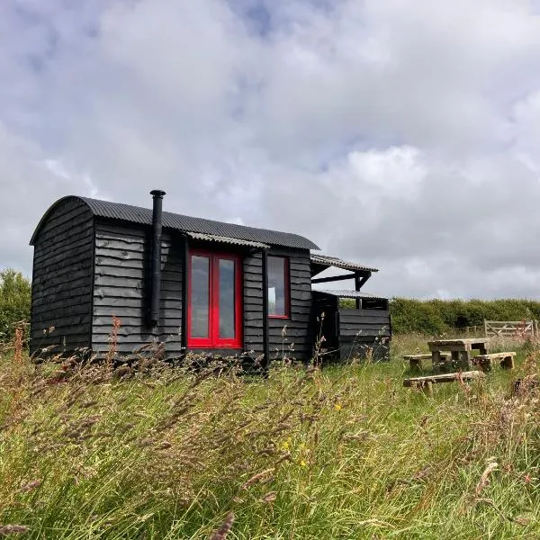 Shepherds Hut in a private meadow with sea views, hotel v destinaci Hartland