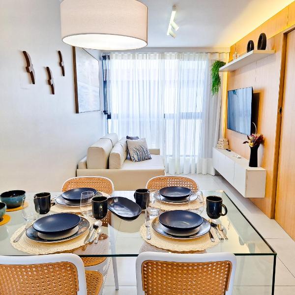 Apartamento de 2 quartos com piscina a poucos passos do mar do Caribessa conforto e localização