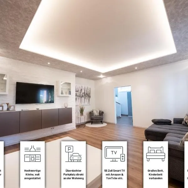 Ring48 City Living - modernes Wohnen mit Wohlfühlambiente mitten im Stadtzentrum - vollausgestattete Küche, Bad mit Duschbadewanne, Parkplatz, hotel v destinaci Bayreuth