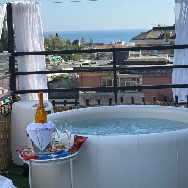Appartamento Rapallo Sky Garden Maria Jose Liguria - Attico vista mare - Terraces - 2 bagni- 2 Camera da Letto - Box, Wi-fi, Idromassaggio Free inteiro Attico per Voi, con Ascensore, hotel u gradu 'Rapallo'