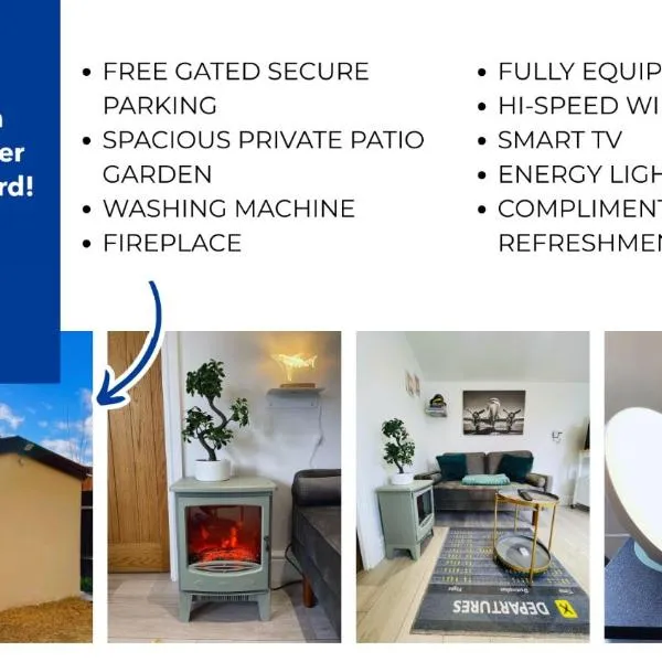 Heathrow Airport 10 mins drive l FREE SECURE PARKING l Tiny House with Courtyard, hotel in New Bedfont