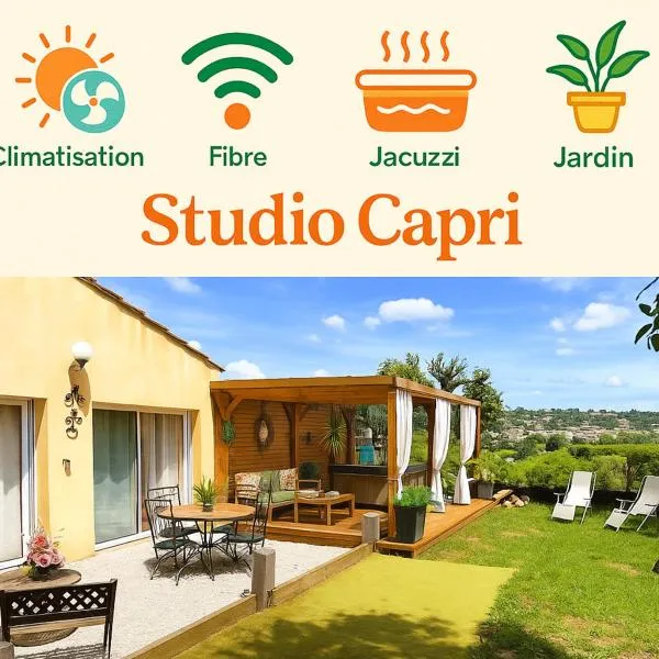 Logement avec jardin et jacuzzi privé au cœur de la Provence pour 2 adultes 1 enfant classé 4 étoiles, hotel a Camps-la-Source